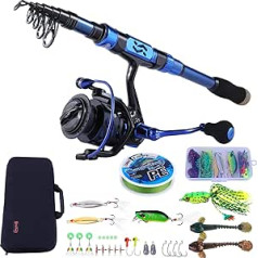 Sougayilang Fishing Rod and Reel Combos - Carbon Fiber Telescopic Fishing Pole - Spinning Reel 12 +1 BB with Carrying Case for Saltwater and Freshwater Fishing Gear Kit