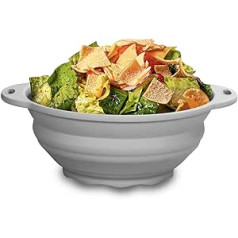 Collapsible Silicone Salad Bowl 78oz Camping Bowl Outdoor Hiking Travel Durable Bowl for Storage and Mixing Food Grade Silicone 1 Pack (Grey)