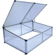 Aluminium Cold Frame Translucent Cold Frame Mini Greenhouse Greenhouse UV Protection Plant Bed 118 x 77 x 40 cm Double Roof Silver