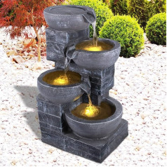 Decorative Garden Fountain, Indoor Fountain, Fountain with LED Light, 230 V, Waterfall, Water Feature for Garden, Garden Pond, Patio, Balcony, Very Decorative