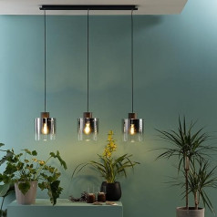 Lightbox 3-Bulb Pendant Light with Glass Shade and Shortenable Cable 3 x E27 Socket Max. 60 W Metal / Glass in Coffee / Smoke Colours