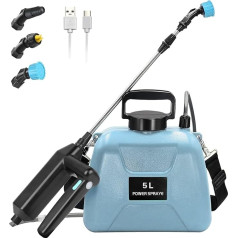 Kevsuvqin Battery Pressure Sprayer 5 Litres 7.4 V / 2400 mAh, Retractable Garden Sprayer Pressure Sprayer 5 L, Back Sprayer with 3 Nozzles & Adjustable Shoulder Strap for Watering, Fertilising, Weed