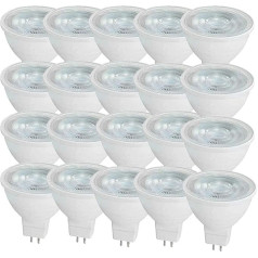 OUKAIDE LED MR16 5W GU5.3 50W Equivalent, MR16 Halogen Bulb, Cool White, 6000K, MR16 LED Spotlight, 500 Lumens, Non-Dimmable, AC/DC 12V Energy Efficiency Class A