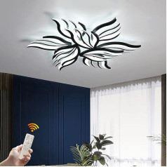 Becailyer Modern Ceiling Light, 9 Heads Flower Shape Ceiling Lamp, 90W Dimmable LED Acrylic Chandelier Near Ceiling Lighting Fixtures for Living Room, Dining Room, Bedroom, Office (Black)