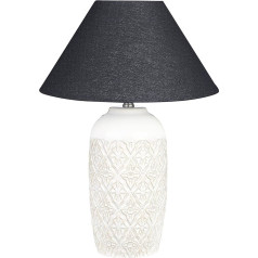 Table Lamp with Ceramic Base Room Lighting Black Lampshade Beige Telire