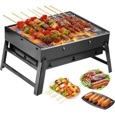 Tragbarer Holzkohlegrill, zusammenklappbar, tragbar, 43,2 cm, kompakter Tisch-Mini-Räucher, kleiner Grill, Outdoor, für Reisen, Hinterhof, Picknick, Strand