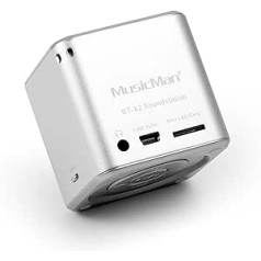 MusicMan mini Wireless Soundstation BT-X2 (MP3 Player, Bluetooth) silber
