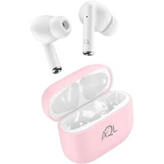 AQL Road | Bluetooth-Kopfhörer | Kabelloser Bluetooth 5.0-In-Ear-Kopfhörer mit 4-fachem Ladekoffer – 3-Stunden-Akku, 1,5-Stunden-Ladezeit – Soft Touch – Rosa