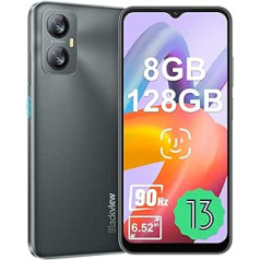 Blackview A52Pro 2024 Smartphone ohne vertrag, 8GB+128GB (TF 1 TB) Handy, Android 13 Handy günstig, 90Hz 6.52' HD+ Display, 5150 mAh,13 MP 4G Dual-SIM Smartphone, Fingerabdruck/Face-ID/Octa-Core/GPS