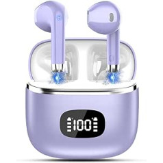 POMUIC Bluetooth Headphones, Wireless Bluetooth 5.3 In-Ear Headphones with 4 ENC Noise Cancelling Mic, 40H Playtime with LED, IP7 Waterproof In-Ear Earphones for Work, Study, Sports