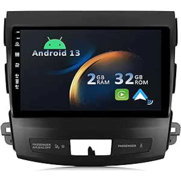 YUNTX Android 13 Car Radio for Mitsubishi Outlander/Peugeot 4007/Citroen C-Crosser-[Integrated CarPlay/Android Car/GPS]-9 Inch IPS 2.5D Touchscreen Free Camera DAB/Steering Wheel Control/MirrorLink