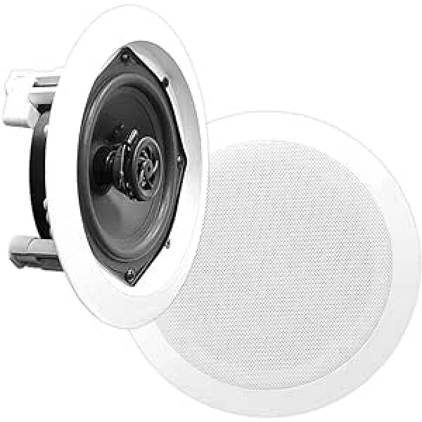 Pyle PDIC80 6.5” Pair of Built-In Ceiling or Wall Mount Speakers, Flush Design Easy Installation