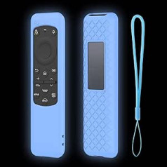 Silicone Case Cover for Samsung Smart Solar Cell Remote Control BN59-01432A BN59-01432J BN59-01432 2023 TM2360E Anti-slip Shockproof Silicone Case with Lanyard Glow in the Dark (Blue)