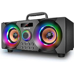 Bluetooth Speaker 60 W (80 W Peak) Portable Music Box with Subwoofer, FM Radio, LED Colourful Lights, EQ, 30 Metre Range, Bluetooth 5.0 Wireless Stereo Speaker for Home, Party, Camping