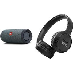 JBL Flip Essential 2 Bluetooth Box in Black - Waterproof & Tune 510BT - Bluetooth Over-Ear Headphones in Black - Foldable Headphones with Hands-Free Function - Up to 40 Hours