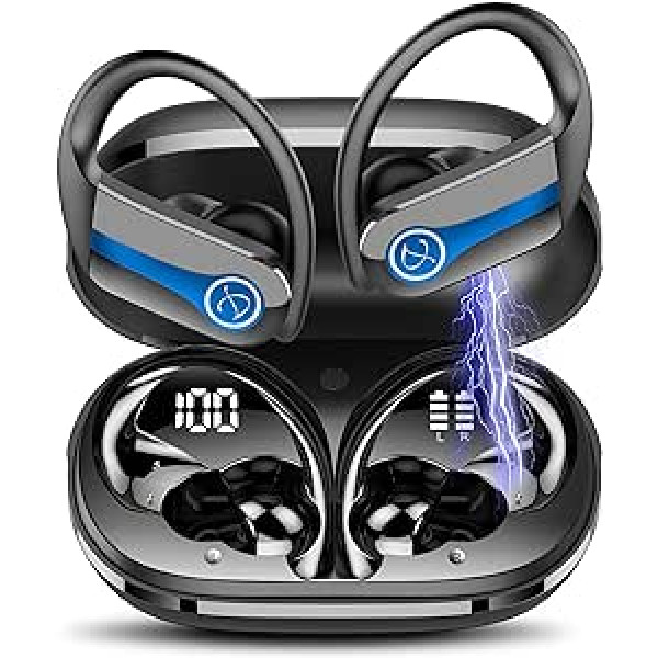 Jesebang Bluetooth Headphones Sport In-Ear Headphones Wireless Bluetooth 5.3 with HD Mic, Outstanding Sound, 40 Hours Playtime, Comfort Fit, Dual LED Display, IP7 Waterproof Earphones