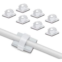 Elfcam - Self-Adhesive Cable Clips for Fibre Optic Cable (Fibre Optic Patch Cable), Power Cable, Network Cable, USB Charging Cable and Audio Cable, White (Pack of 100)