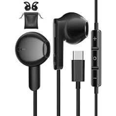 USB C Headphones for iPhone 15 Pro Max, Samsung S22, S23 Ultra, A54, A34, 5G, USB C Earphones, Wired HiFi Type C Headphones with Microphone for Samsung S21, S20, Flip 5, Google Pixel 7, 8 Pro, iPad