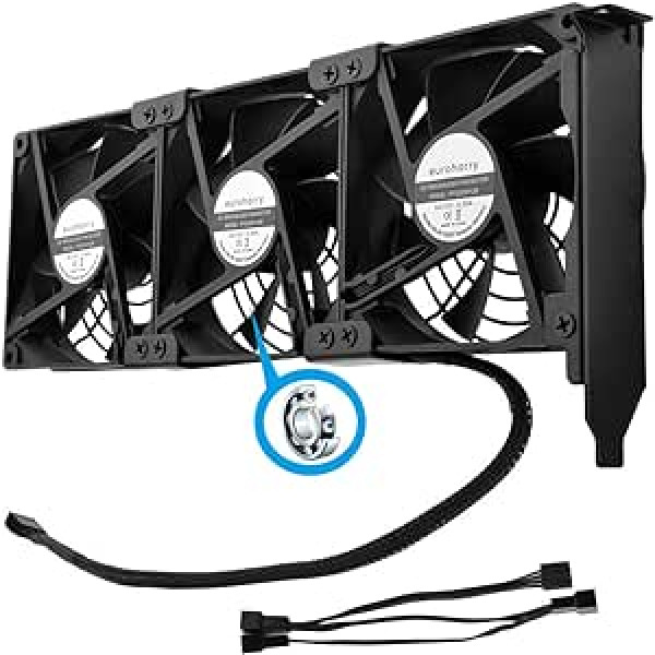euroharry Graphics Card Fan 3 x 92 mm PWM Fan, PCI Holder Cooler - GPU Fan, Supports 5 V, 7 V, 12 V, Supports Support Motherboard Sys_Fan Interface