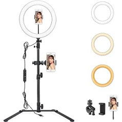 Godox LR120 LED Ring Light Kit 12 Inch Two-Tone Selfie Ring Light Diammable CRI 90+ & TLCI 90+ with Tripod Smartphone Tripod Stand for Makeup, Live Recording, Video Recording Black