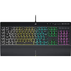 CORSAIR K55 RGB PRO Wired Membrane Gaming Keyboard (Dynamic RGB Backlight, 6 Macro Keys with Elgato Software Integration, IP42 Dust and Splash Protection), QWERTZ, Black.