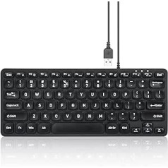 Perixx PERIBOARD-432 Wired Mini USB Keyboard - X Type Scissor Keys - Big Print Keys - US English QWERTY