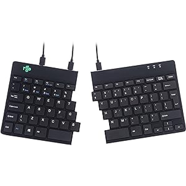 R-Go Split Tastatur, Ergonomische Design mit Geteilte Tastenfeld und Integrierter Pausenanzeige, QWERTY (US) Layout, USB Kabelgebunden, Schwarz