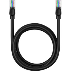 Kabelis Ethernet tīkla kabelis Cat 5 RJ-45 1000Mb/s vītā pāra 2m melns