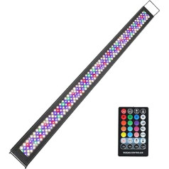Zingbabu Aquarium Lamp, 52 W RGBW Full Spectrum LED Aquarium Lighting, 6500 K Fish Tank Light with Timer, 116 - 140 cm Aluminium Length Extendable Brackets for Freshwater Aquariums Grow Light