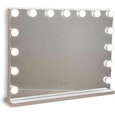 Flamingueo Make-up Mirror with Lighting - 15 LED Mirrors, Cosmetic Mirror with Lighting 3 Modes, Table Mirror, Touch Control, Hollywood Mirror, Mirror Wall, Cosmetic Mirror, Large Mirror