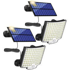 MPJ Solar Lights for Outdoors, 106 LED Solar Light Outdoor with Motion Sensor, IP65 Waterproof, 120° Lighting Angle, Solar Wall Light for Garden with 5 m Cable - 2 Pieces