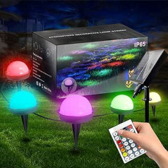 Solar Lights Outdoor Garden 25 Pack RGB Color Changing Lights with Remote Control, 366 Scene Modes, 16 Hours Operation, 1200mAh Solar Ground Lights, IP65 Waterproof, for Indoor and Outdoor