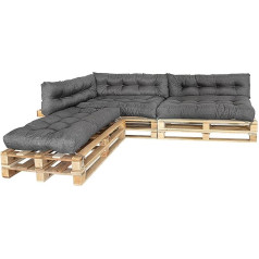 Makosas Pallet cushion, pallet cushion, pallet cushion, pallet furniture, pallet sofa, seat cushion set (set of 6 (3 x 120 x 80 cm + 3 x 120 x 40 cm))