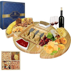 Louis Donné Cheese Board with Cheese Tools, Cheese Plate, Charcuterie Board Plate Set, Serving Tray for Wine Crackers Brie and Meat, Large Thick Wooden Server, House Warming Gift for Gourmets