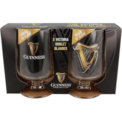 Guinness 2-Pack Embossed Victoria Goblet Stem Glasses With Harp Design