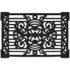 Relaxdays Rubber Doormat, 40 x 60 cm, Non-Slip, Weatherproof, Indoor & Outdoor Doormat, Ornaments, Black