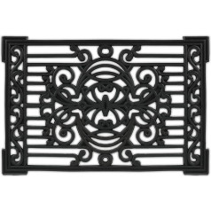 Relaxdays Rubber Doormat, 40 x 60 cm, Non-Slip, Weatherproof, Indoor & Outdoor Doormat, Ornaments, Black