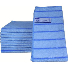 Aqua Clean Microfibre Cleaning Cloths with Power Strips 10 Pieces (Blue)