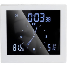 Shower Clock, Waterproof, Digital Bathroom Clock with Alarm, Indoor Temperature, Humidity, Large LCD Display, Kitchen Wall Timer, Touch Screen, Countdown Timer, Stand with Suction Cup for Hanging