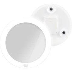 EMKE Magnifying Mirror with LED Light - 5x Portable Illuminated Travel Makeup Mirror, Bathroom Shaving Mirror with Natural Daylight, Button Control, Suction Cup, Battery, Wireless