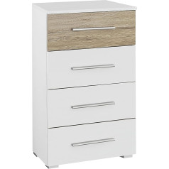 Rauch Möbel Tarragona Bedroom Chest of Drawers with 4 Drawers in White and Sanremo Oak Light W x H x D 47 x 81 x 42 cm