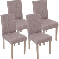 Mendler Littau Set of 4 Dining Room Chairs Kitchen Chairs Textile Grey Legs Structure Oak