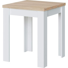 Habitdesign Extendable Side Table L 67/134 x D 67 cm, Melamine, White/Oak, L67/134 x H79 x D67 cm