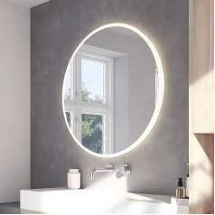 Loevschall Atlas Round Bathroom Mirror with Lighting LED Mirror with Touch Switch Bathroom Mirror with LED Lighting Adjustable Round Bathroom Mirror with Lighting 80 cm