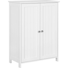 Yaheetech Bathroom Cabinet, Freestanding Bathroom Cabinet, Storage Cabinet with Double Door and Adjustable Shelf, Bathroom/Living Room/Entrance, White, 60 x 30 x 80.5 cm