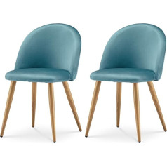 Tukailai Set of 2 Dining Room Chairs with Padded Velvet Soft Cushion Seat and Back with Metal Legs Kitchen Chairs for Dining and Living Room Bedroom Makeup Chairs Light Blue