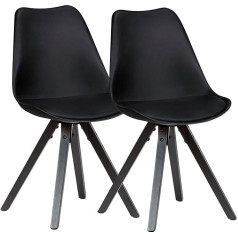 Kadima Design Scandinavian Dining Room Chairs Set of 2 Black Upholstered Kitchen Chairs