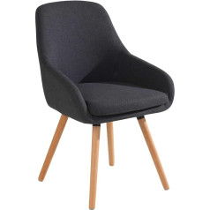 Home4You Savio 1 Dark Grey Fabric Upholstered Chair Dining Chair with Steps Solid Beechwood Seat Height 48 cm