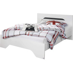 ‎Rauch Möbel Rauch Möbel Noosa Futon Bed for Teenagers' Bedroom White / Grey Metallic, Lying Surface 120 x 200 cm, Total Bed Dimensions (W x H x D) 125 x 79 x 206 cm