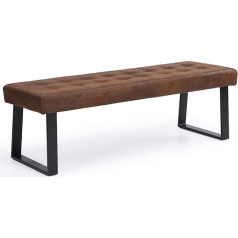 ‎B&D Home B&D home Dolce Bench | Padded Dining Room Bench 140 cm Upholstered Bench for Dining Room, Wardrobe, Kitchen | Industrial Modern Design | Suede Look Brown, 11304-140 - Brown